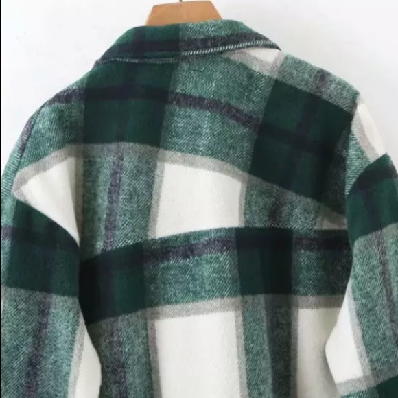 SOLD OUT Green Plaid Oversized Flannel Shacket Shirt Jacket - Picture 10 of 14